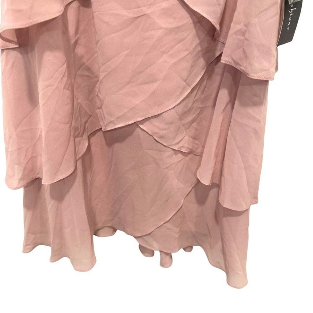 S.L. Fashion Sleeveless Chiffon Tiered Cocktail Dress Faded Rose 12 - Picture 8 of 11